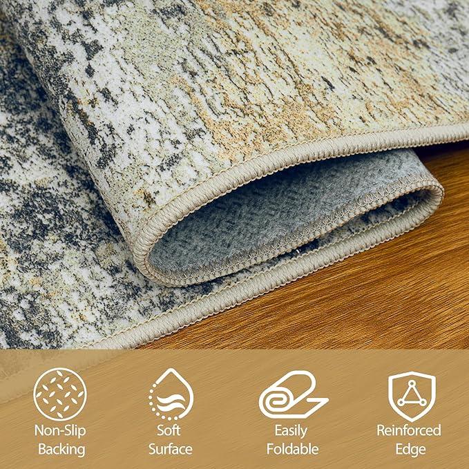 8x10 Area Rugs for Living Room Rug Washable: Abstract Large Rug for Dining Room Bedroom Carpet Non Slip 8 by 10 Indoor Modern Nursery Home Office Multi
