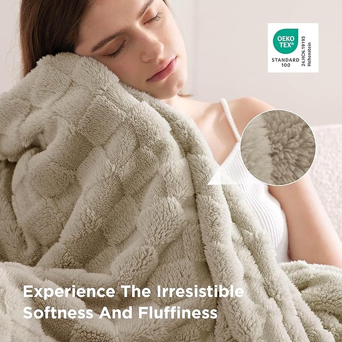 Bedsure GentleSoft Blankets Queen Size for Bed - Super Soft Cozy Blanket for Kids Girls, Large Fuzzy Fleece Throw for Bedroom Decor, Neutral, 90x90 Inches