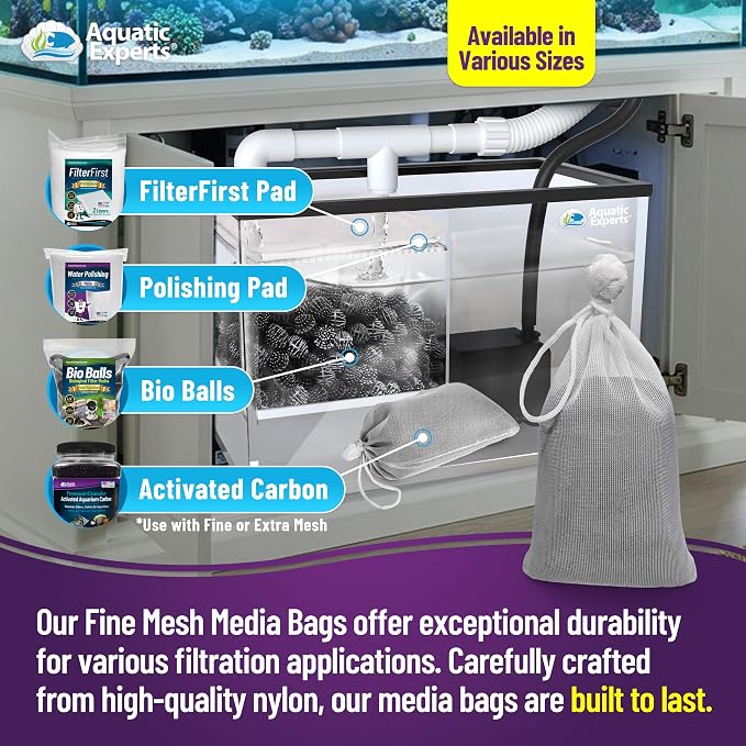 Aquatic Experts Fine Aquarium Media Bag, Durable Drawstring Bags - Image 5