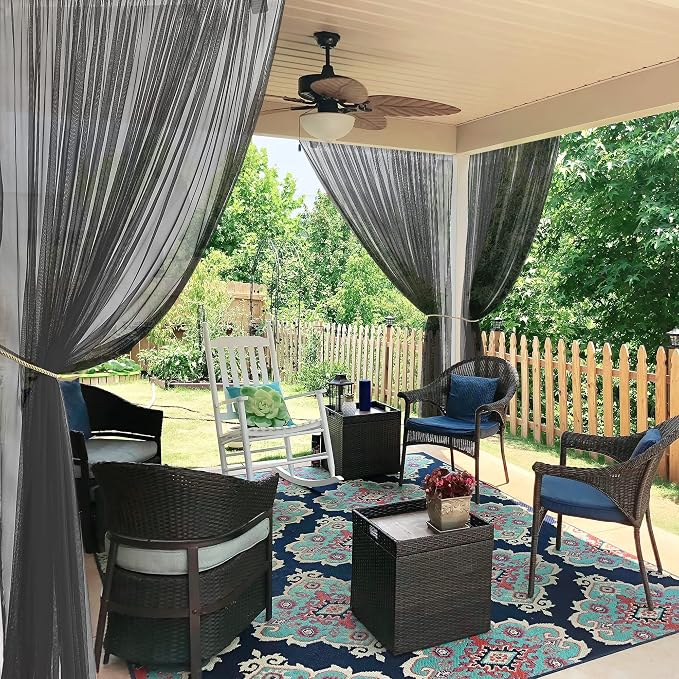 RYB HOME 2 Panels Porch Screen Mesh Outdoor Curtains Lightweight Mosquito by RYBHOME