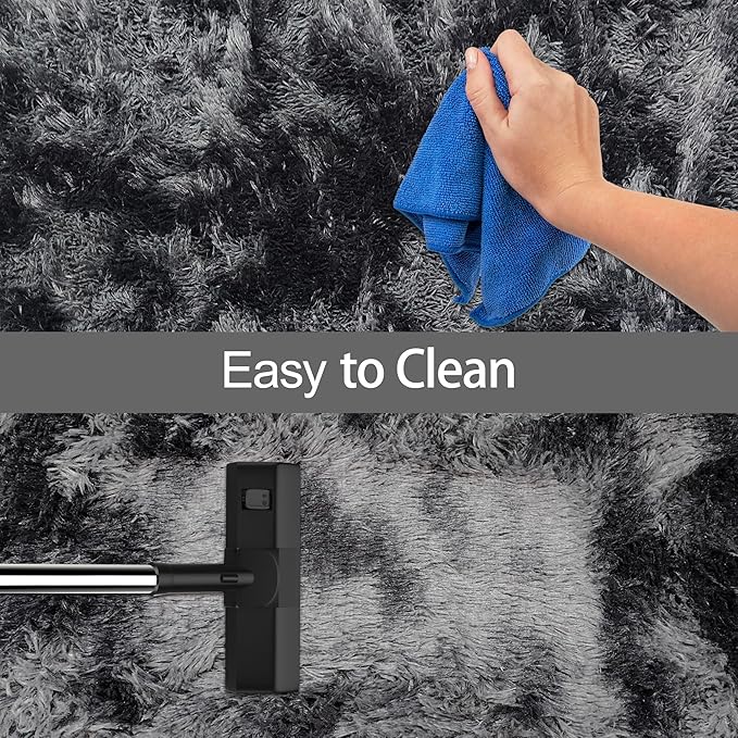 4x6 ft Area Rug for Bedroom Black Grey Tie Dye Fluffy Rug Mat Bedside Throw Rug for Living Room Kids Room Boys Teens Nursery Baby Dorm Office Home Decor Aesthetic Carpets