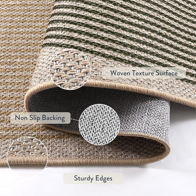 Lahome Enfys Rainbow Easy Jute Rug, 2x3 Entryway Rug Indoor Outdoor Front Door Mat, Farmhouse Neutral Non Slip Non Shedding Washable Kitchen Mats for Floor Foyer