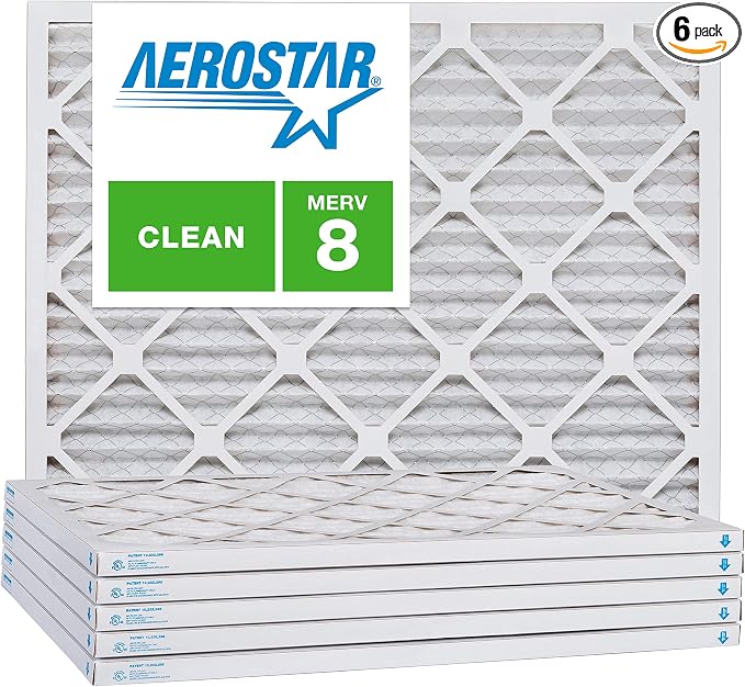 Aerostar 6x10x1 MERV 8, Pleated Air Filter, Box of 6, Made in the USA by AirFiltersDelivered
