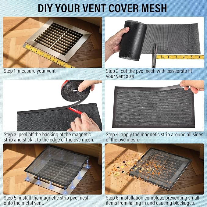 39x16 inch Customizable DIY Floor Vent Covers, Magnetic PVC Vent Mesh - Image 8