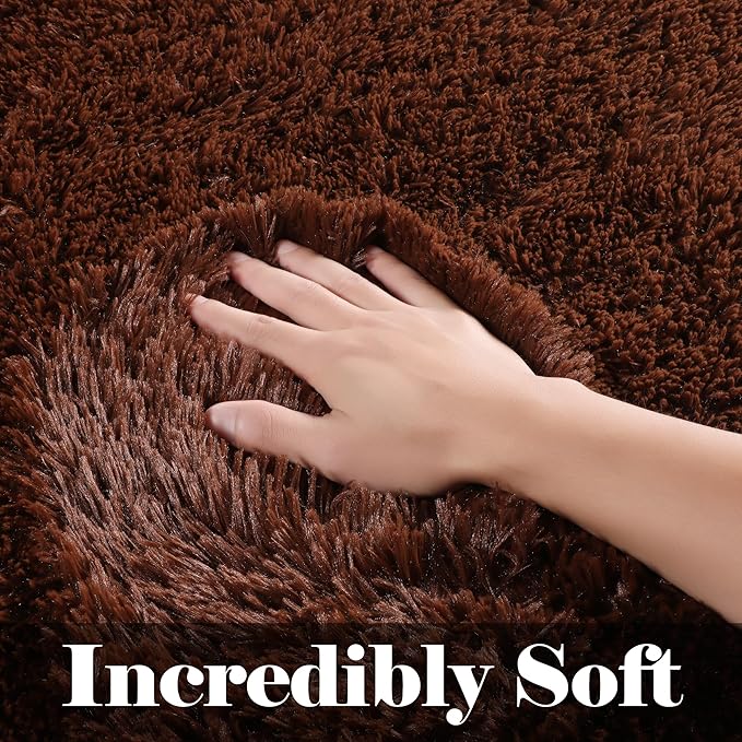 ONASAR Brown Runner Rugs for Bedroom Living Room, Fluffy 2x6 Bedside Hallway Area Rug, Ultra Soft Plush Furry Faux Fur Non Slip Floor Carpet for Nursery Kids Dorm Closet Home Decor