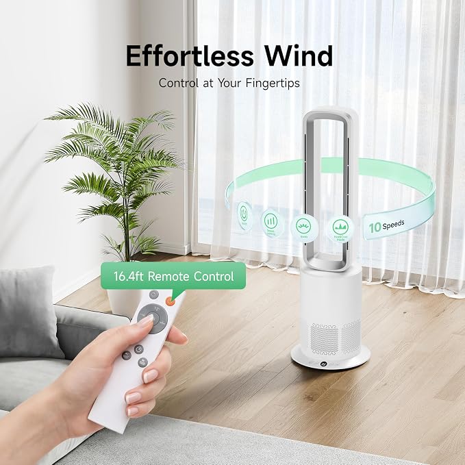 Xcity TP09Pro Bladeless Tower Fan, 3-in-1 Air Purifier, Space Heater & Cooling - Image 8