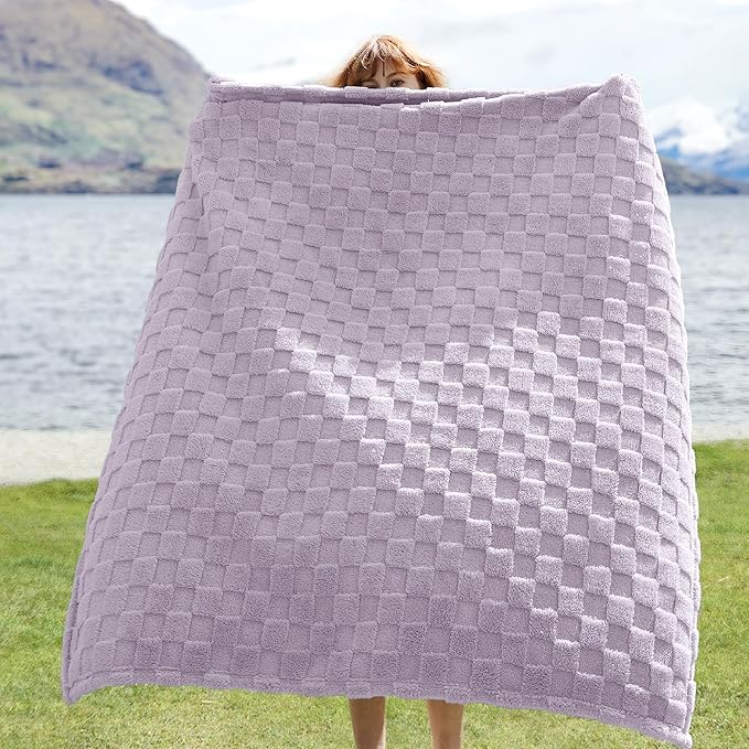 Bedsure GentleSoft Lavender Fog Throw Blanket for Couch - Super Soft Cozy Blankets Gifts for Kids Girls, Cute Small Fleece Throws for Bedroom Home Decor, 50x70 Inches