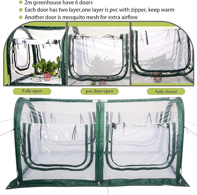 Poray Pop Up Tunnel Greenhouse Tent, Portable 78.8''Long Greenhouse Gardening - Image 3