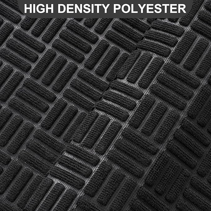 Mibao Front Door Mat, Heavy Duty Durable Welcome Mat for Outdoor Indoor, Dirt Trapper Waterproof Super Absorbent Door Mat for Entryway Outside Patio Porch, 73" x 46", Black