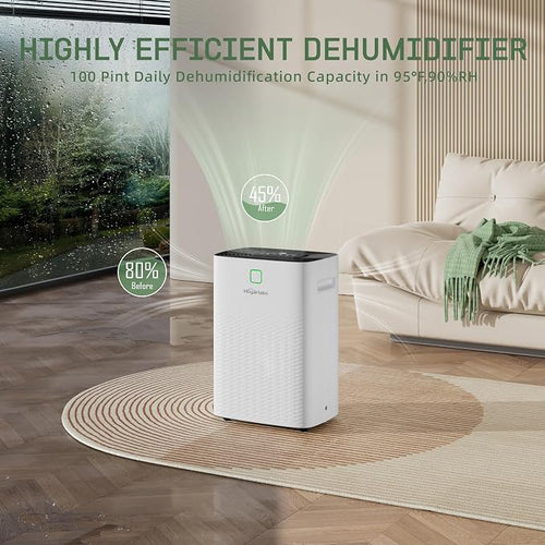 100 Pints Dehumidifier for Basement Home, Smart Silent Dehumidifier - Image 2