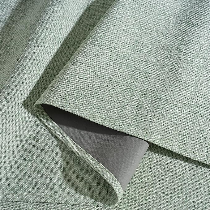 RYB HOME Sage Green 100% Blackout Curtains 102 inches Long, Thermal Insulated Linen Texture Drapes for Bedroom/Living Room, Elegant Farmhouse Curtains Back Tab&Rod Pocket, W52xL102, 2 Panels