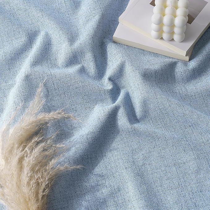 RYB HOME Linen Texture Curtains for Bedroom, 100% Blackout Thermal Insulated Curtains, Rod Pocket&Back Tab Room Darkening Drapes Luxury Decor for Living Room Nursery, W52xL96, 2 Panels, Smoky Blue