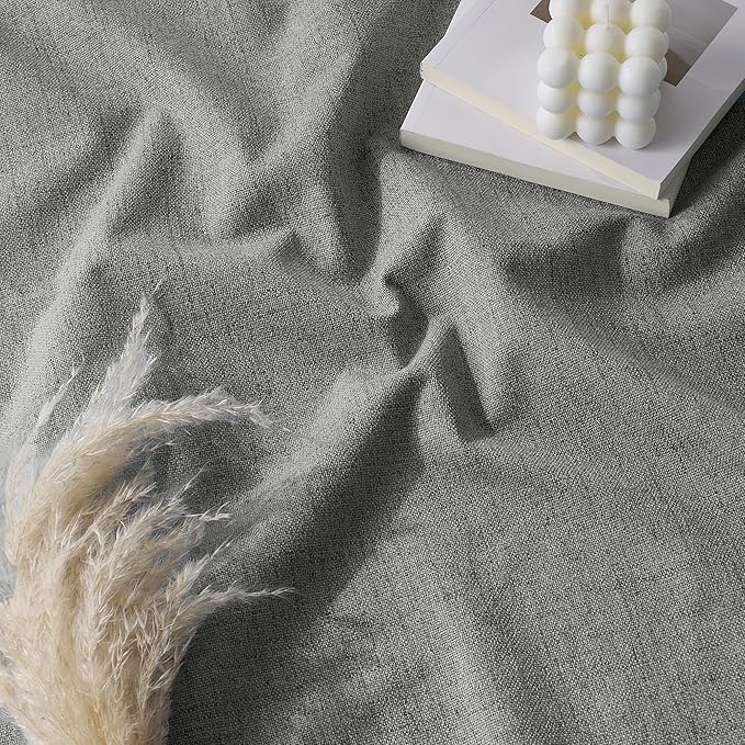 RYB HOME 100% Blackout Linen Textured Curtains 108 inches Long, Thermal Insulating Privacy Energy Saving for Bedroom Living Room Window Office Theater Baby Nursery, W 52 x L 108 in, Grey, 2 Panels