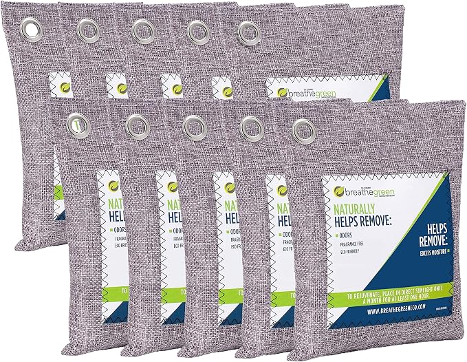 Breathe Green Charcoal Odor Eliminator Bags | Activated Bamboo Charcoal by GREEN+BREATHE+ECO